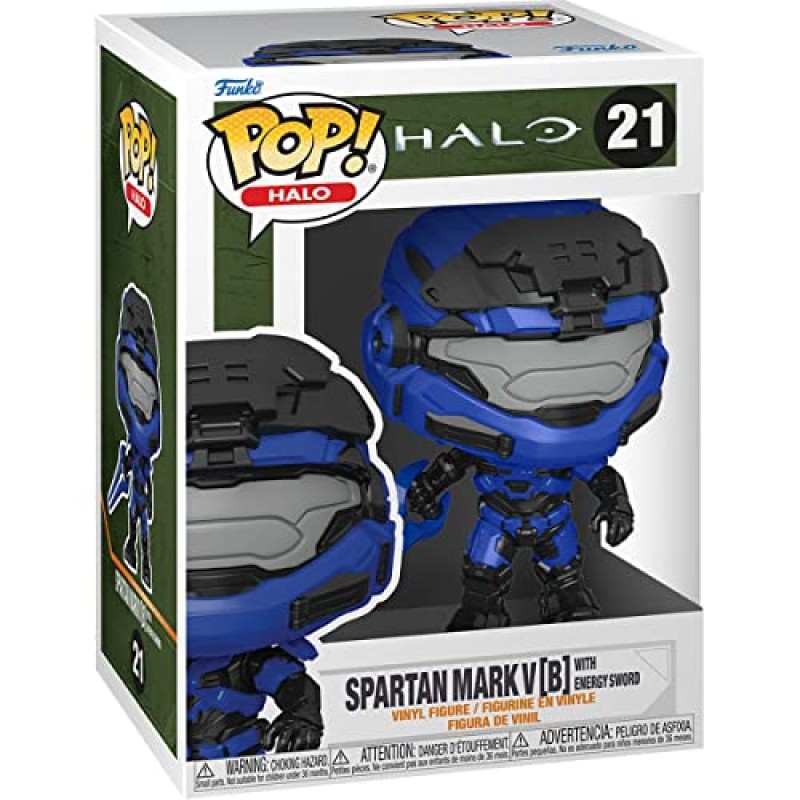 Halo Infinite - 스파르탄 마크 V와 블루 에너지 검 Funko Pop! 비닐 피규어(호환 가능한 팝박스 프로텍터 케이스와 함께 제공)