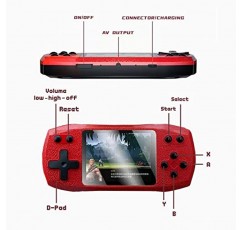 620가지 클래식 게임, 마이크로 USB 충전식, 3인치 LCD 화면, 멀티플레이어 및 TV 지원 기능을 갖춘 Acuvar 레트로 휴대용 비디오 게임 콘솔. 남아 여아용 TV 연결 및 추가 리모컨 포함(빨간색)