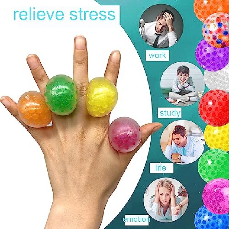 20Pcs 미니 스트레스 공, 감각 스트레스 공 어린이와 성인을위한 Fidget 장난감, Squishy Squishy Squeeze Ball Bulk, Party Favor Goodie Bags Stuffer Classroom Prize