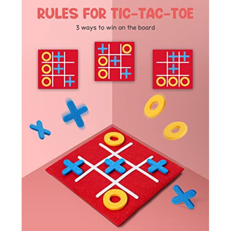 JoyCat Tic Tac Toe 어린이와 가족을 위한 미니 보드 게임 장난감, 생일 파티 선물, 선물 가방, 재미있는 실내 게임 야간 활동, 학생을 위한 선물, 보관 용이(12개 대량 팩)