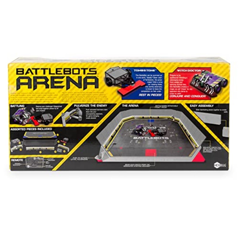 HEXBUG BattleBots Arena Witch Doctor 및 Tombstone, 20개 이상의 어린이를 위한 원격 제어 로봇 장난감, 8세 이상 남아 및 여아용 STEM 장난감, 배터리 포함