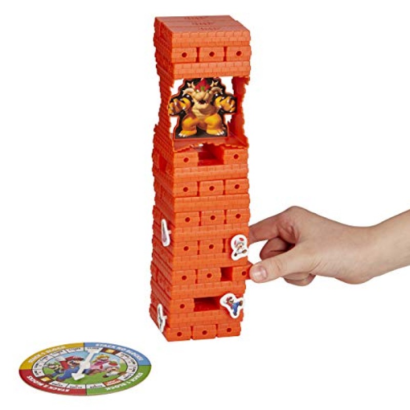 Hasbro Jenga: 슈퍼 마리오 에디션 게임, 8세 이상 슈퍼 마리오 팬을 위한 블록 쌓기 타워 게임(Amazon 독점)