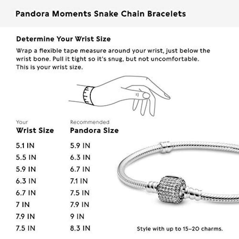 PANDORA 주얼리 아이코닉 순간 스네이크 체인 참 스털링 실버 팔찌