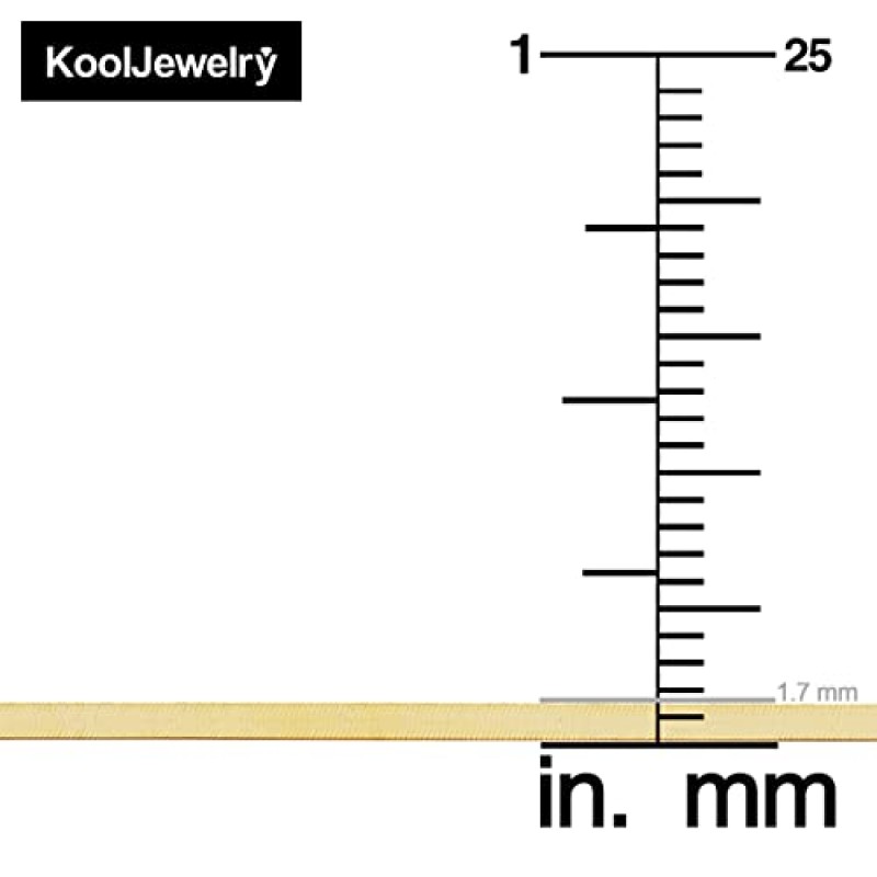 쿨주얼리 10k 옐로우 골드 1.8mm 헤링본 팔찌 (7.5인치)