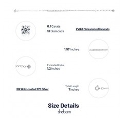 Sheborn Moissanite 다이아몬드 테니스 팔찌, GRA 인증서 및 여성용 선물 상자, 18K 화이트 골드 도금 925 스털링 실버 패션 주얼리, 여자친구 아내를 위한 선물