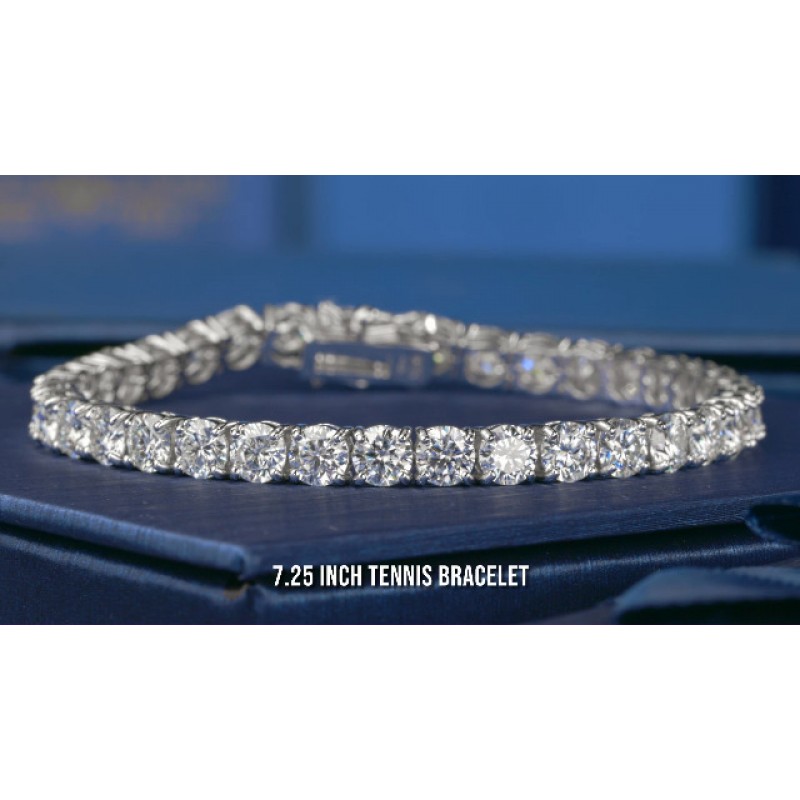 보석 스톤 킹 925 스털링 실버 라운드 화이트 Moissanite 테니스 팔찌 여성용(18.00 Cttw, 라운드 5MM, 7.25인치)