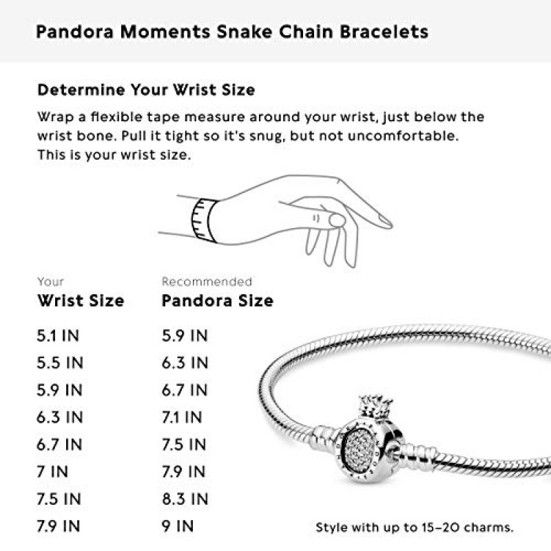 PANDORA 주얼리 크라운 O 클래스프 스털링 실버 큐빅 지르코니아 팔찌