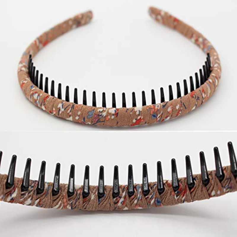 JOBAND 패션 꽃 치아 머리띠 빗 헤어 액세서리 미끄럼 방지 헤어 밴드 부드럽고 편안한 헤어 후프 여성/소녀(4 색)