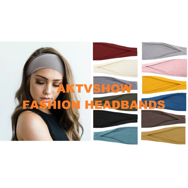 AKTVSHOW 여성용 머리띠 여성용 짧은 머리 탄성 헤어 밴드 여성용 머리카락 미끄럼 방지 운동 스포츠 요가 헤드 밴드 헤어 액세서리 여성용 넓은 두꺼운 땀 헤어 랩 12 팩