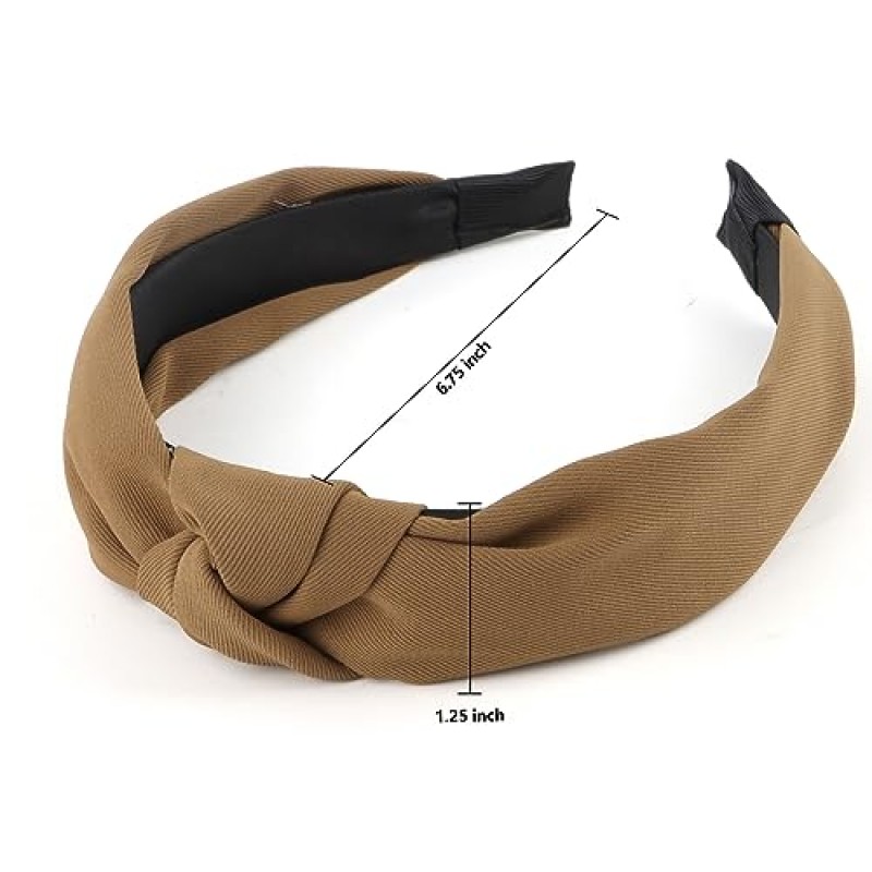 YISSION 4PCS 여성용 매듭 머리띠 여성용 미끄럼 방지 와이드 헤드 밴드 패션 헤드 밴드 여성용 탑 매듭 머리띠 카키 브라운 레드 블랙 머리띠 여성용 헤어 액세서리