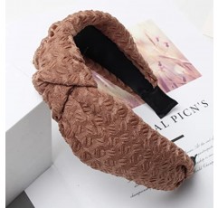 Cuizhiyu 3PK 블랙 매듭 머리띠 여성용 와이드 헤어 밴드 레이스 브라운 미끄럼 방지 패션 헤어 후프 솔리드 헤어 밴드 여성용 헤어 액세서리