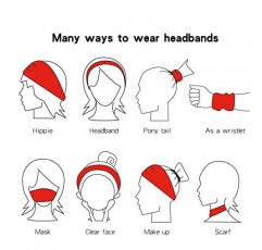 Jesries 머리띠 여성용 미끄럼 방지 터번 헤어 랩 탄성 헤어 밴드 운동 러닝 헤드 랩 땀 요가 헤드 밴드 여성용