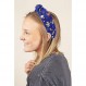 여성용 축구 머리띠, 축구 액세서리, 크리스탈 라인스톤 매듭 머리띠 축구 참 장식 보석 와이드 탑 매듭 머리띠 게임 데이 스포츠 헤어 액세서리(네이비 블루)