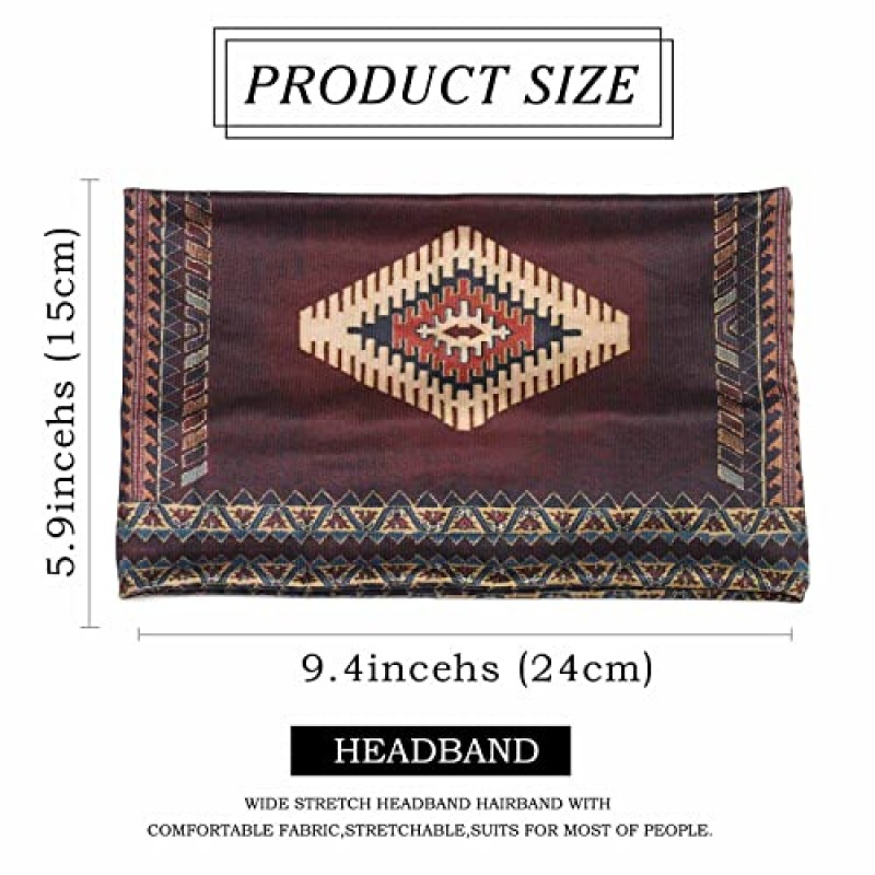 Olbye Boho 머리띠 여성 와이드 헤드 밴드 터번 탄성 헤어 밴드 미끄럼 방지 꽃 헤어 밴드 두건 운동 요가 헤어 스카프 러닝 스웨트 밴드 아프리카 보헤미안 헤드 랩 여성과 소녀를위한 패션 헤어 액세서리 (D-보헤미안)