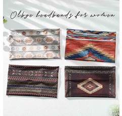 Olbye Boho 머리띠 여성 와이드 헤드 밴드 터번 탄성 헤어 밴드 미끄럼 방지 꽃 헤어 밴드 두건 운동 요가 헤어 스카프 러닝 스웨트 밴드 아프리카 보헤미안 헤드 랩 여성과 소녀를위한 패션 헤어 액세서리 (D-보헤미안)