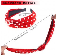 LOVNFC 여성용 머리띠, 6Pcs 매듭 머리 밴드 여성용 미끄럼 방지 패션 여성용 와이드 탑 매듭 터번 헤어 밴드 벨벳 헤어 후프 헤어 밴드 (레드 블루 브라운)