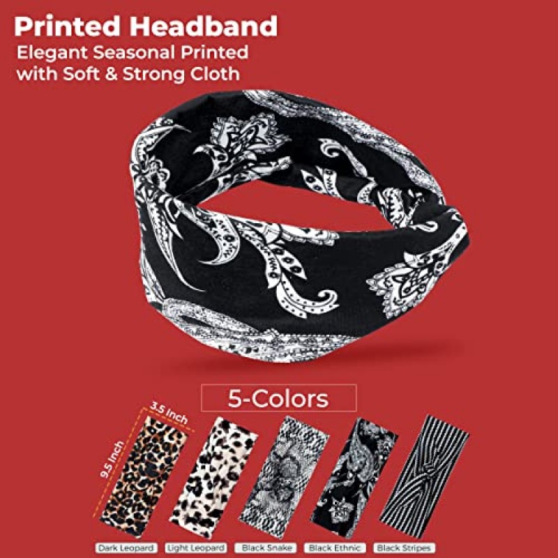 Lotus78 12 팩, 여성 및 여아용 다색 미끄럼 방지 헤어밴드 탄력 있는 두꺼운 땀 밴드, 트렌디하고 고급스러운 헤드 밴드 - 달리기, 운동 및 요가용 보호 머리띠(성격 아이콘)