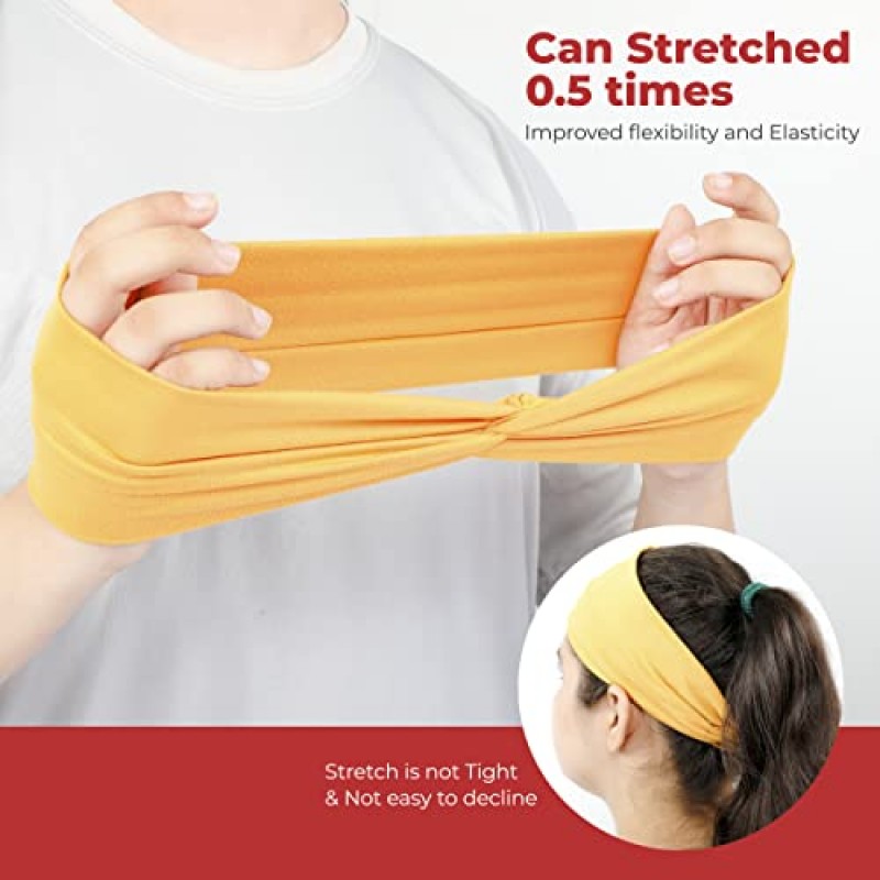 Lotus78 12 팩, 여성 및 여아용 다색 미끄럼 방지 헤어밴드 탄력 있는 두꺼운 땀 밴드, 트렌디하고 고급스러운 헤드 밴드 - 달리기, 운동 및 요가용 보호 머리띠(성격 아이콘)