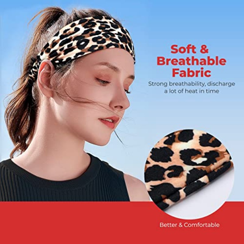 Lotus78 12 팩, 여성 및 여아용 다색 미끄럼 방지 헤어밴드 탄력 있는 두꺼운 땀 밴드, 트렌디하고 고급스러운 헤드 밴드 - 달리기, 운동 및 요가용 보호 머리띠(성격 아이콘)