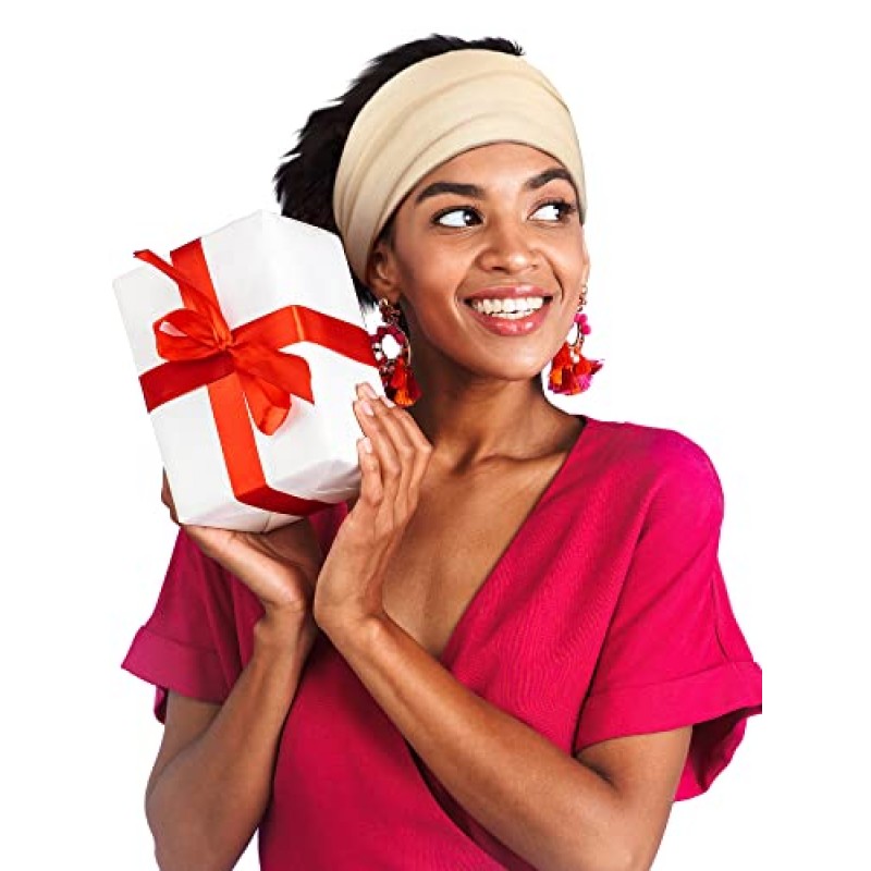 SATINIOR 6 조각 아프리카 머리띠 Boho 프린트 머리띠 요가 스포츠 운동 헤어 밴드 여성용 탄성 트위스트 매듭 터번 헤드 랩 여성용 헤어 액세서리 (클래식 프린트)