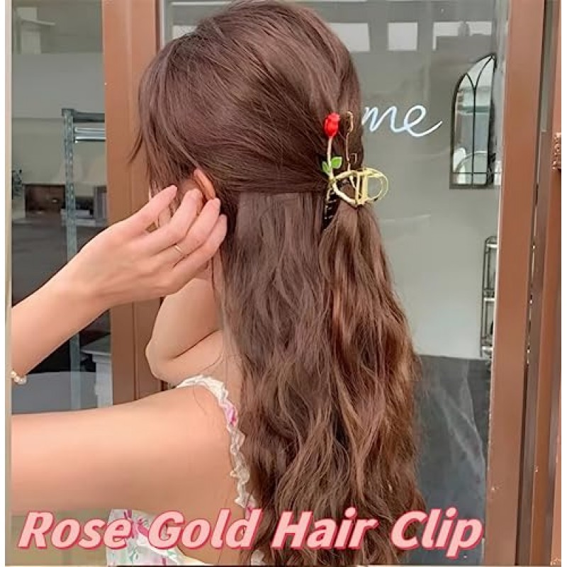 ORGUNE 대형 금속 꽃 클로 헤어 클립, 논슬립 골드 클로 헤어 클립, 두꺼운 얇은 곱슬 머리를 가진 여성과 소녀를 위한 강력한 홀드 패션 헤어 액세서리(6PCS 헤어 클립)