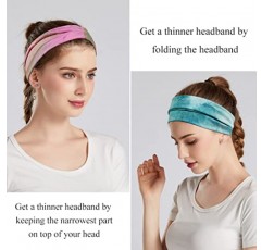 YONUF 머리띠 여성용 운동용 와이드 요가 헤드 밴드, 헤어 액세서리 소녀 패션 밴드 타이 염료 6 팩