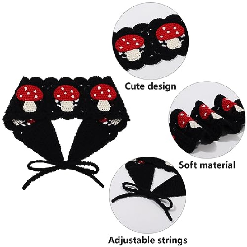 HAIMEIKANG 히피 헤어 반다나 여성용 머리띠 Boho 머리띠 니트 헤어 밴드 여성용 꽃 머리 랩 (버섯)