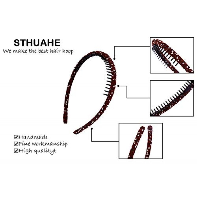 STHUAHE4PC 여러 가지 빛깔의 보호 수지 치아 빗 헤어 후프 헤어 밴드 머리띠 헤어 액세서리 여성용 뷰티 헤어 (4 색)