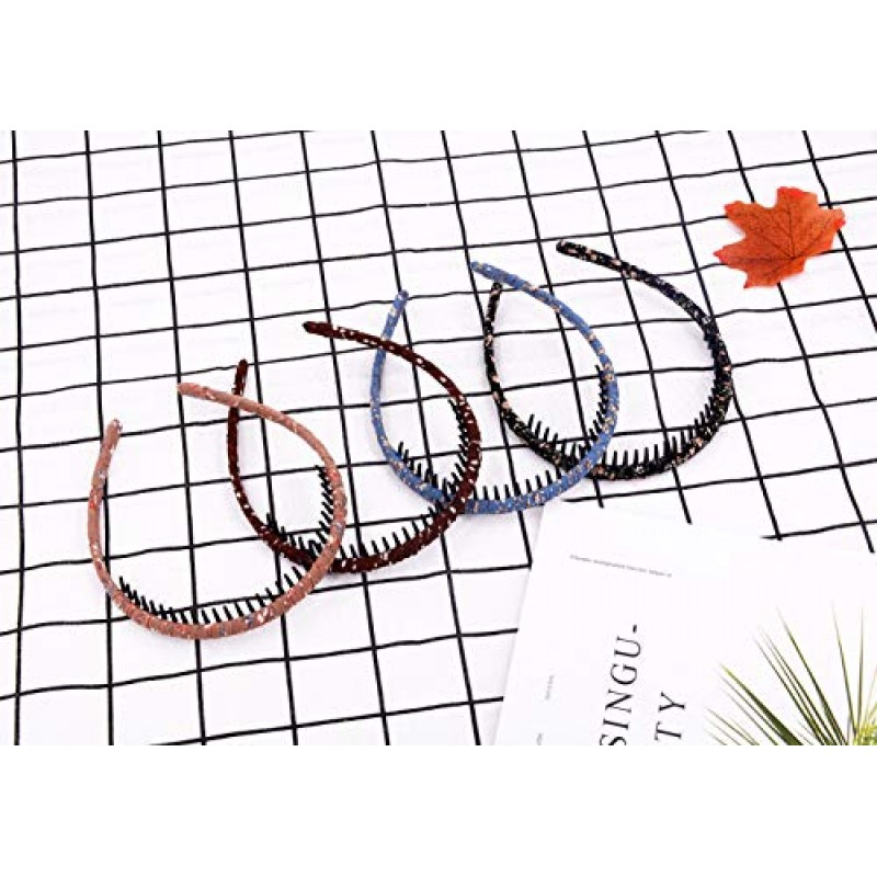 STHUAHE4PC 여러 가지 빛깔의 보호 수지 치아 빗 헤어 후프 헤어 밴드 머리띠 헤어 액세서리 여성용 뷰티 헤어 (4 색)