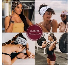 여성용 머리띠 넓은 두꺼운 신축성있는 Boho 아프리카 터번 매듭 표범 머리 밴드 4 팩