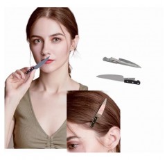 DZYUZK - 2 팩 - 칼 헤어 클립 여성 패션 펑크 헤어 액세서리 여자 코스프레 파티 헤어 액세서리 펑크 헤어 클립 검은 머리 클립 칼 헤어 클립