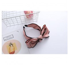 SARTS 솔리드 컬러 더블 레이어드 보우 매듭 머리띠 독특한 헤드후프 스테이트먼트 패션 헤어밴드 헤어 액세서리 여성용 헤어 보우… (핑크)