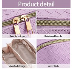 BOBOBOX 여행용 화장품 가방 대용량 메이크업 가방 PU 가죽 방수 휴대용 손잡이와 분배기 다기능 가방 메이크업 액세서리 여성용(M-보라색)