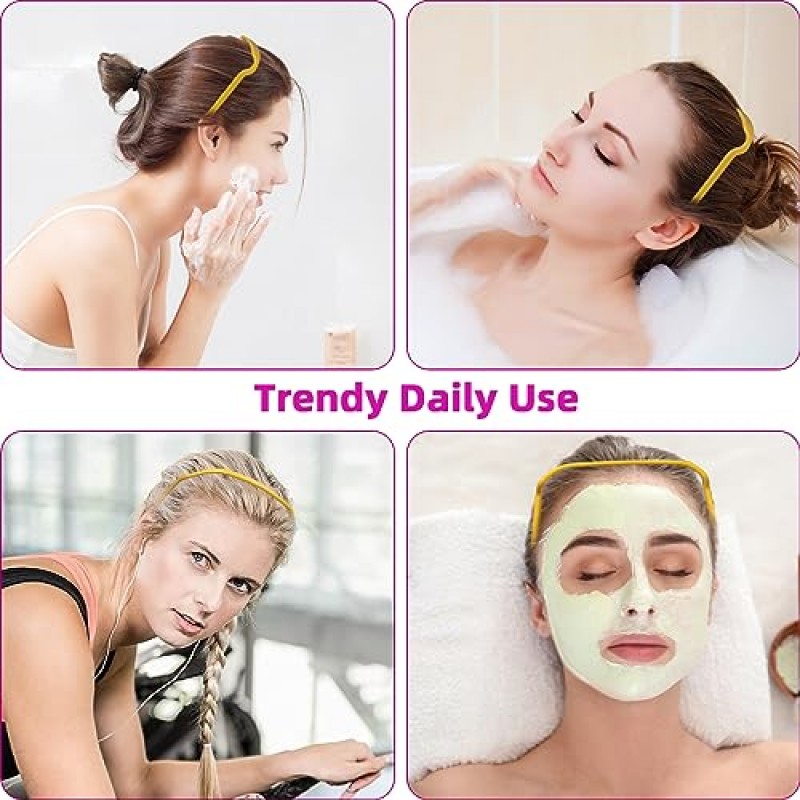 YxX&Zen Design 6 팩 여성용 선글라스 머리띠, 곱슬 두꺼운 헤어 액세서리, 대형 정사각형 얇은 머리 후프, 보이지 않는 헤어밴드