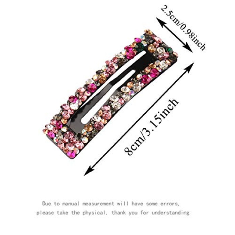 직사각형 반짝 이는 AB 크리스탈 헤어 클립 패션 대형 머리 머리핀 웨딩 장식 블링 체코 다이아몬드 머리핀 수제 라인 석 스냅 클립 여성용 헤어 액세서리 여자 (6 색 / 6 개)