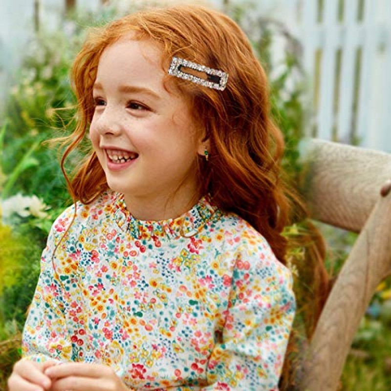 직사각형 반짝 이는 AB 크리스탈 헤어 클립 패션 대형 머리 머리핀 웨딩 장식 블링 체코 다이아몬드 머리핀 수제 라인 석 스냅 클립 여성용 헤어 액세서리 여자 (6 색 / 6 개)