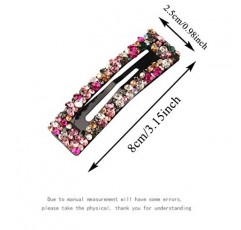 직사각형 반짝 이는 AB 크리스탈 헤어 클립 패션 대형 머리 머리핀 웨딩 장식 블링 체코 다이아몬드 머리핀 수제 라인 석 스냅 클립 여성용 헤어 액세서리 여자 (6 색 / 6 개)