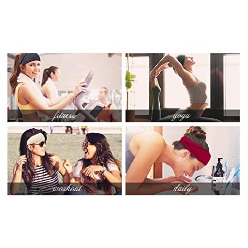 Huachi 16 팩 여성용 머리띠 얇은 운동 요가 러닝 스포츠 짧은 머리용 탄성 헤어 밴드 여성용 소프트 헤어랩 여성용 헤어 액세서리 단색