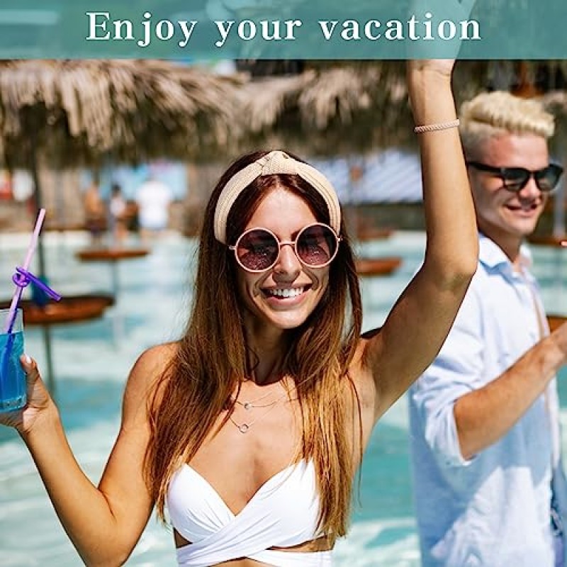 Candygirl 3Pcs 밀짚 매듭 머리띠 여자 여자 와이드 헤드 밴드 Boho 탑 매듭 등나무 Hairbands 패션 짠 여름 해변 머리띠 미끄럼 방지