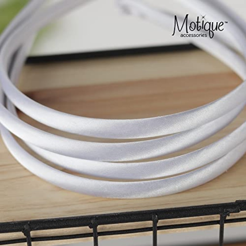 모티크 액세서리 여성용 얇은 머리띠 솔리드 새틴 4팩 - 화이트