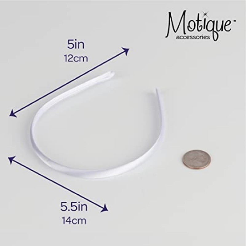 모티크 액세서리 여성용 얇은 머리띠 솔리드 새틴 4팩 - 화이트