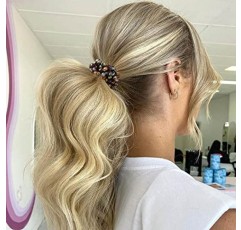 Brinie 라인스톤 헤어 타이 포니테일 홀더 블랙 탄성 헤어 크런치 진주 포니테일 홀더 비드 헤어 밧줄 여성과 소녀를 위한 신축성 있는 헤어 액세서리(3개 팩)