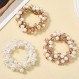 Unicra 머리 Scrunchies 진주 직조 헤어 타이 세트 여성과 소녀를위한 패션 Elastics 헤어 액세서리 3PCS (라인 석)
