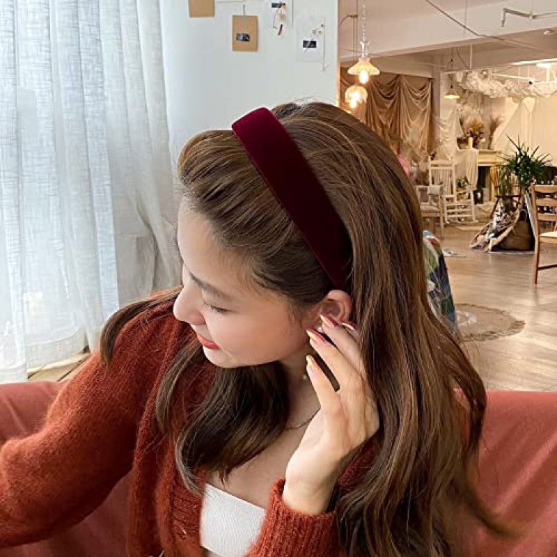 Lvyeer 벨벳 와이드 머리띠 여성용 소프트 헤드 밴드 Diademas Para Mujer De Moda 여성용 헤어 밴드 소녀 패션 여성용 헤어 밴드 헤어 액세서리