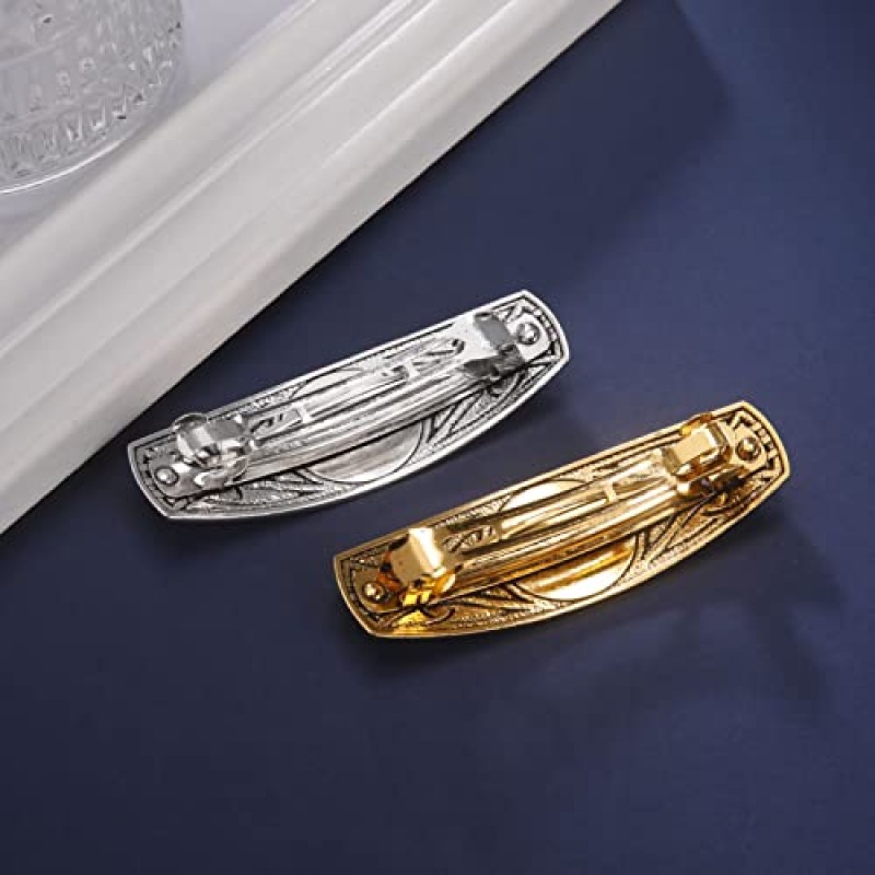 TEAMER 패션 빈티지 켈트 매듭 헤어 클립 금속 머리핀 헤어 액세서리 패턴 새겨진 머리 장식 여성용 스타일링 선물 (월드 트리 1 - 앤티크 실버)