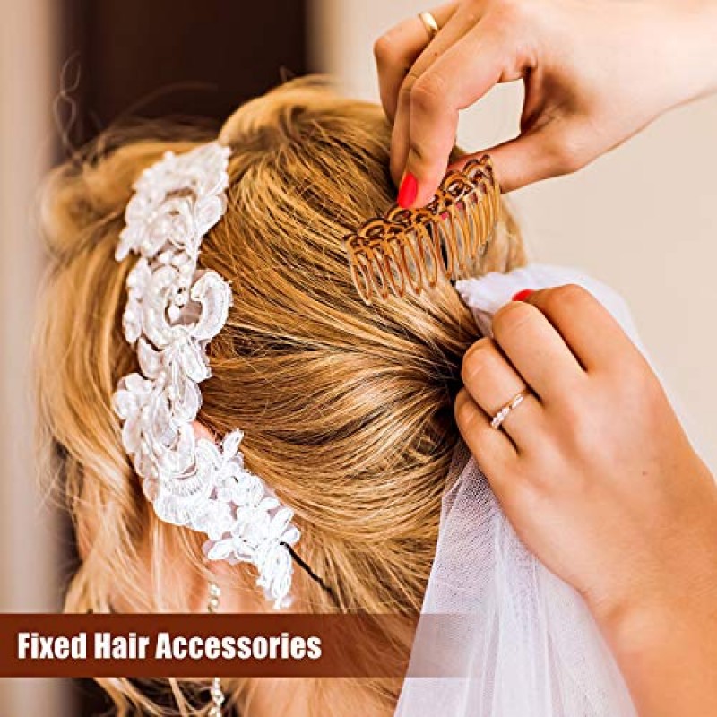 32 조각 프랑스 머리 사이드 빗 세트 헤어 클립 빗 액세서리와 플라스틱 트위스트 빗 여자 여자를위한 신부 웨딩 베일 빗 (15/17/17/23)