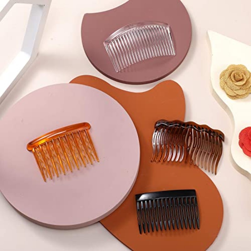 32 조각 프랑스 머리 사이드 빗 세트 헤어 클립 빗 액세서리와 플라스틱 트위스트 빗 여자 여자를위한 신부 웨딩 베일 빗 (15/17/17/23)