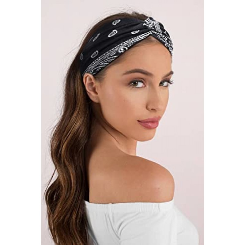 Tobeff Boho 여성용 머리띠 여성용 두건 패션 여성용 머리띠 미끄럼 방지 탄성 와이드 터번 헤드 랩