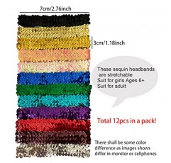 12 팩 스팽글 머리띠 탄성 스트레치 반짝 이는 패션 머리띠 십대 소녀 여성 헤어 밴드 스포츠 헤드 밴드 파티 호의 Muticolor