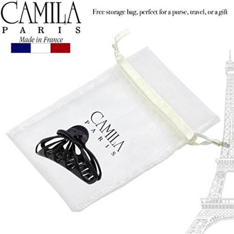 Camila Paris CP3053 여성용 프렌치 헤어 클립 긴 곱슬 웨이브 머리용 두꺼운 머리카락, 검정색, 여성용 헤어 클로 클립 여성용 패션 스타일링 헤어 액세서리, 강한 홀드 슬립 그립 없음, 프랑스산